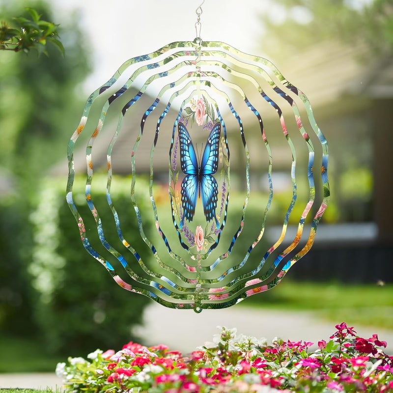 FLAGWIX Butterfly Wind Spinners Outdoor - 3D Stainless Steel Metal Spinner 12 in - Birthday Gifts for Mom, Butterfly Gifts for Women, Yard Decorations Outdoor, Garden Decor - Image 5